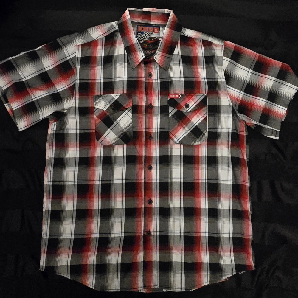 DIXXON Burnout Red and Black Plaid Button Down Shirt